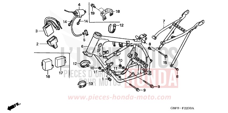 RAHMENKOERPER von CR85R "Big Wheel" EXTREME RED (R292) von 2004